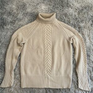Kasper Cream Cable Knit Turtleneck Sweater